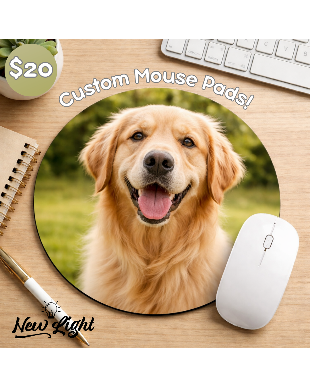 Custom Mouse Pad Personalized with Photo Name or Logo